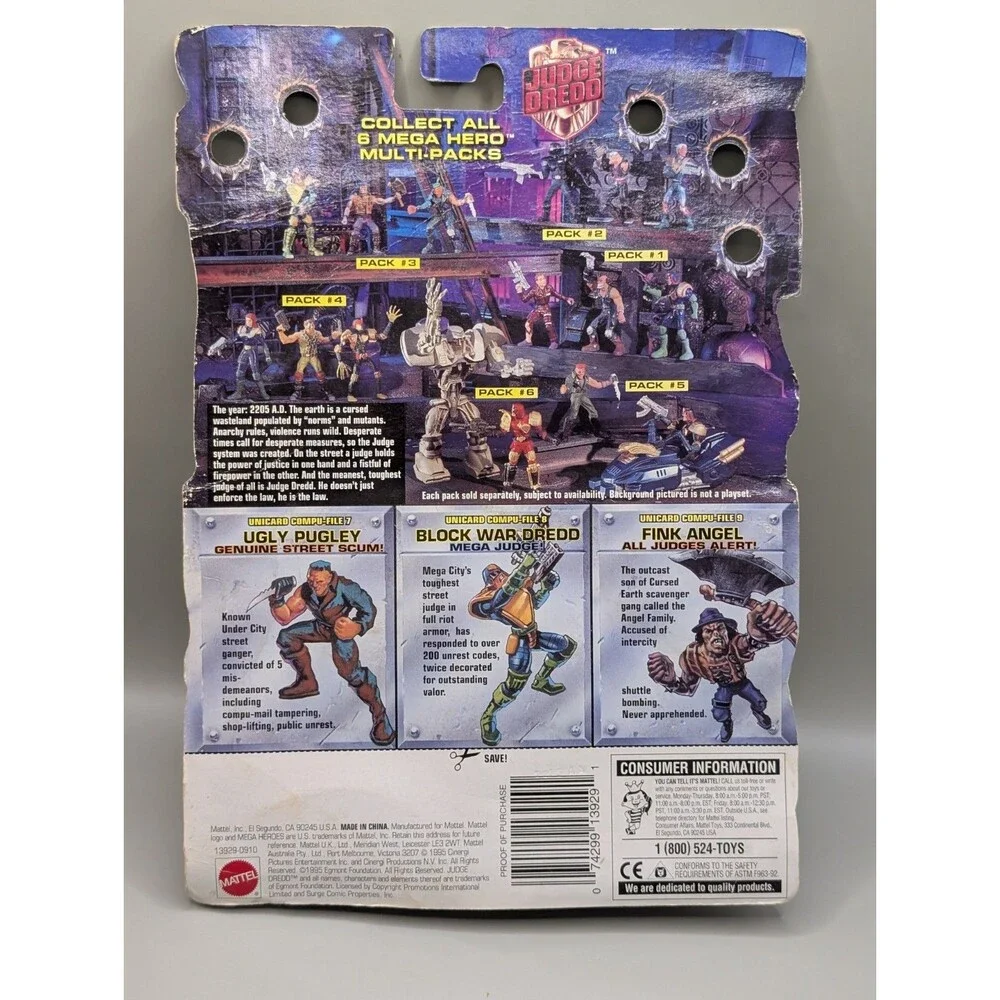Mattel 1995 MEGA HEROES JUDGE Vs. UGLIES Pack #3 Judge DREDD NIP
